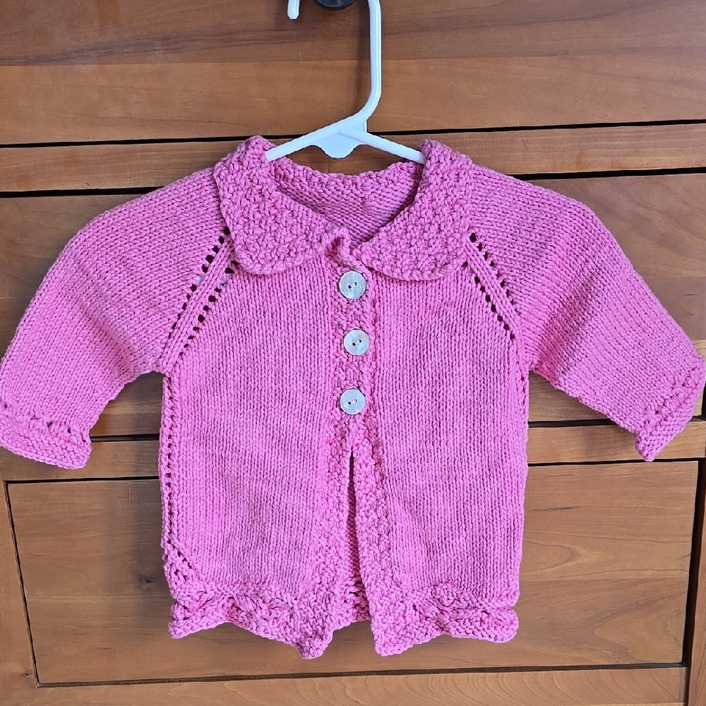 Handmade Pink Knit Baby Cardigan